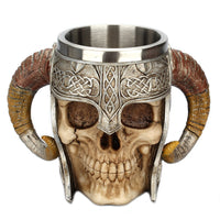 Stainless Steel Horns Helmet Skull Coffee Mug