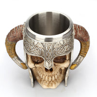 Stainless Steel Horns Helmet Skull Coffee Mug