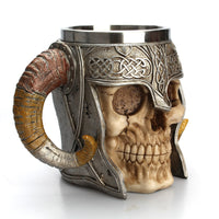 Stainless Steel Horns Helmet Skull Coffee Mug